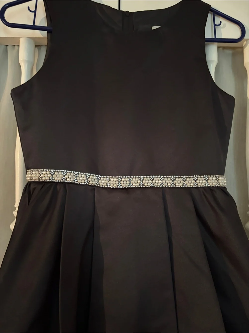 Rare Editions Black High-Low Tulle Party Dress with Rhinestone Waist